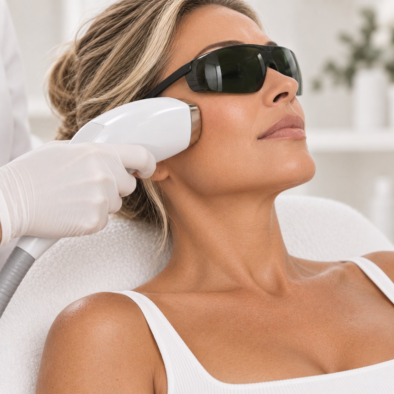 RF facial rejuvenation treatment being performed at The Laser Lounge & Skin